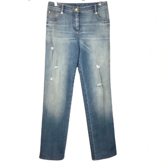 St. John straight leg jeans Embellished Crystal Rose on back pocket women’s sz 2 - Picture 1 of 12